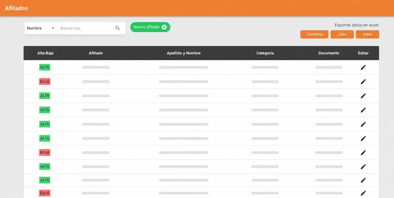 Sistema - Gestión de afiliados